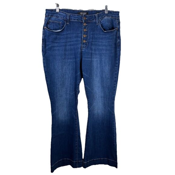 JUDY BLUE Jeans Plus Size 20W Trouser Flare Blue Stretchy Button Fly Y2K Style - Picture 1 of 6